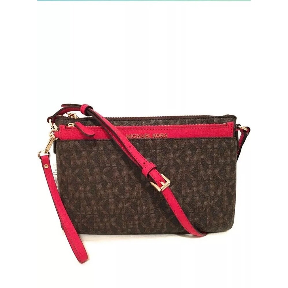 Michael Kors JET SET TRAVEL Monogram ‎ Crossbody Bag With Removable Wristlet
